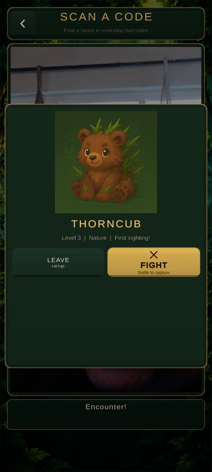 A Thorncub revealed by scanning a code