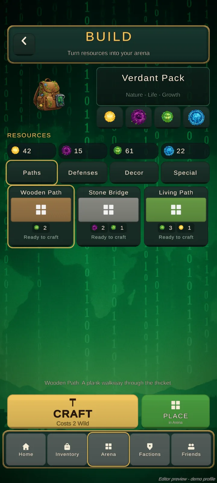 Crafting structures in the Faction Workshop
