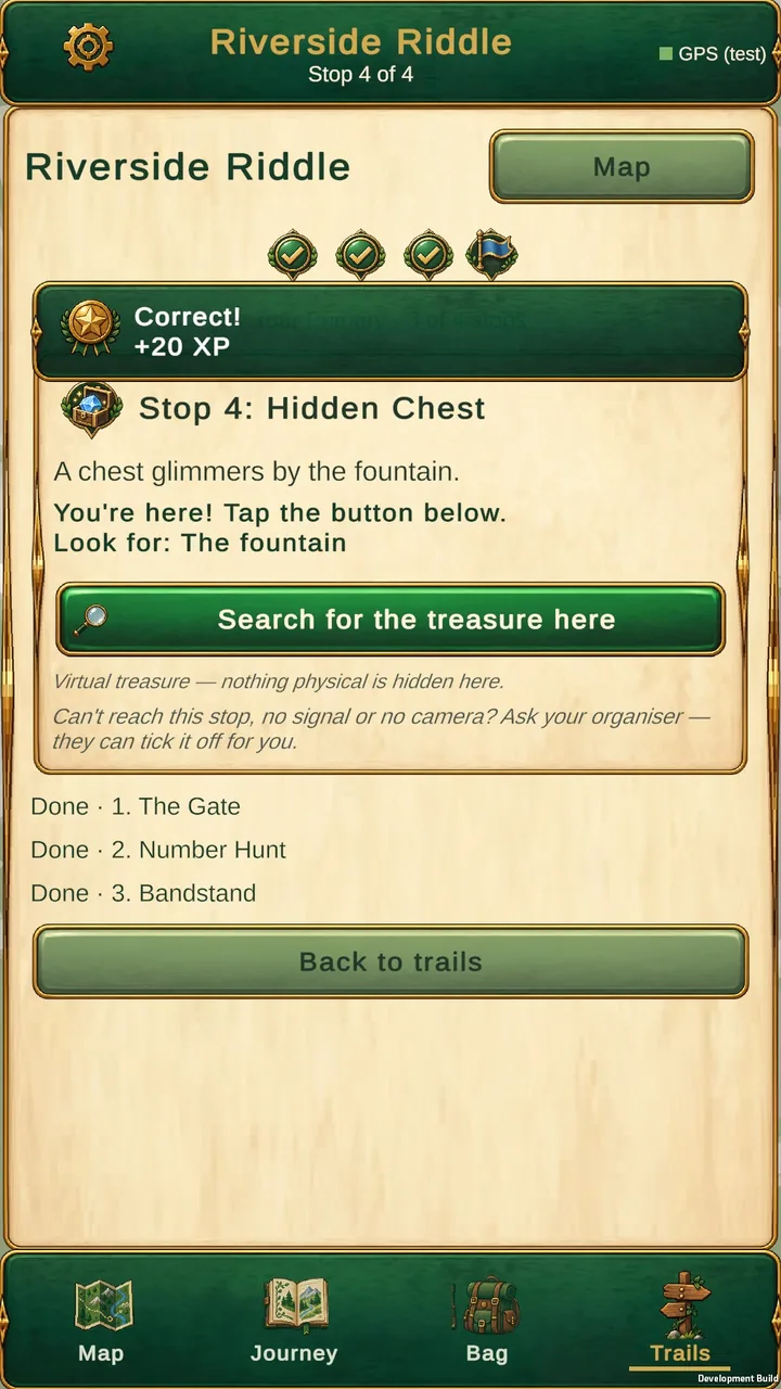 Finding a hidden chest on a trail